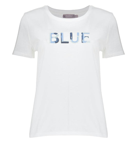GEISHA T-SHIRT SEQUENCES OFF-WHITE/BLUE