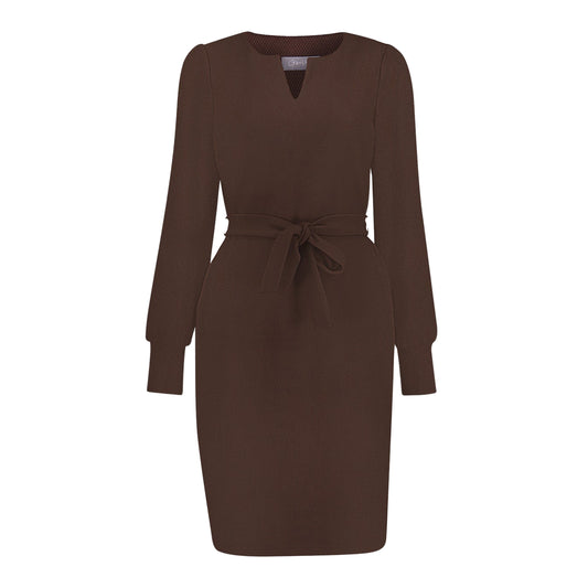 GEISHA JURK  MET STRIKCEINTUUR BROWN