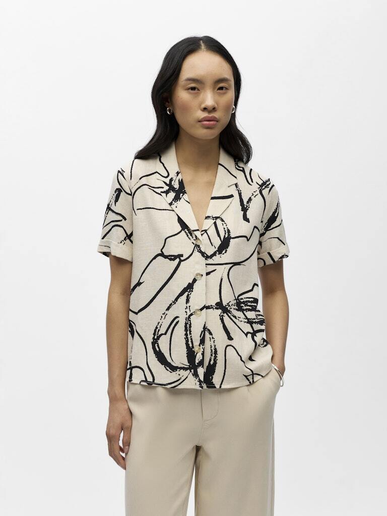 OBJECT TOP SANNE SANDSHELL/BLACK ABSTRACT