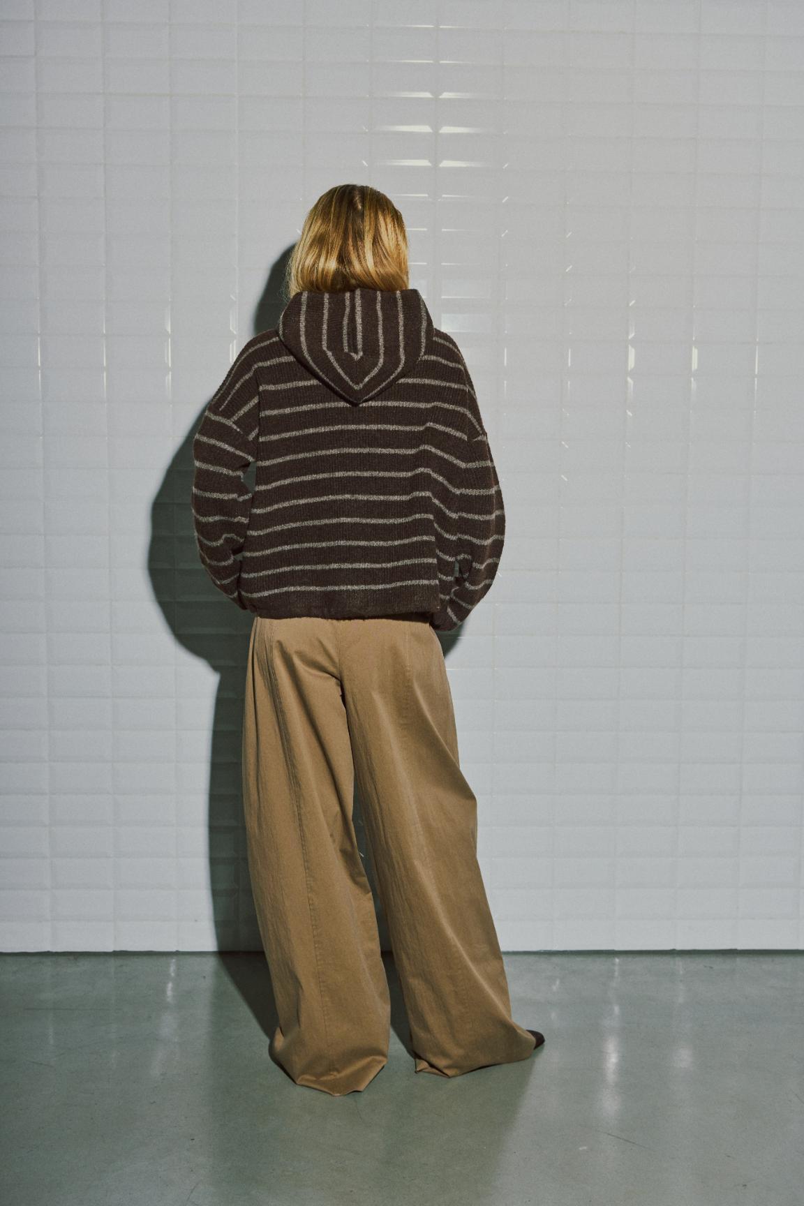 WITHBLACK VEST LIZA HOODED BROWN MELANGE STRIPE