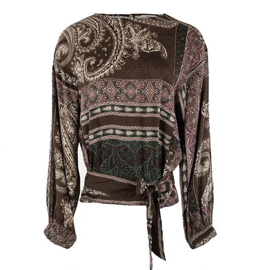ANNA BLOUSE MET STRIKDETAIL KAKI