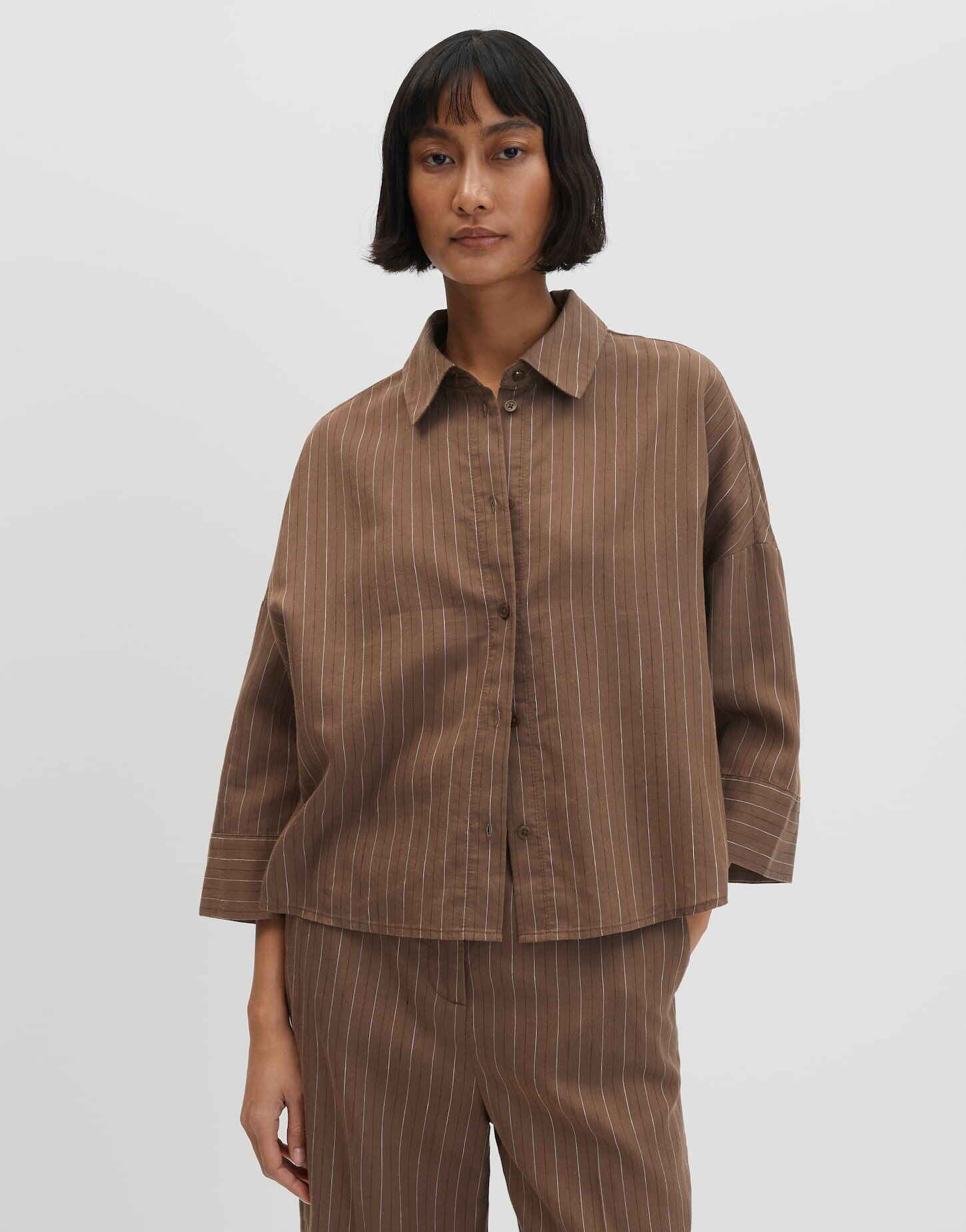 SOMEDAY BLOUSE ZALEA STRIPE HAZELNUT