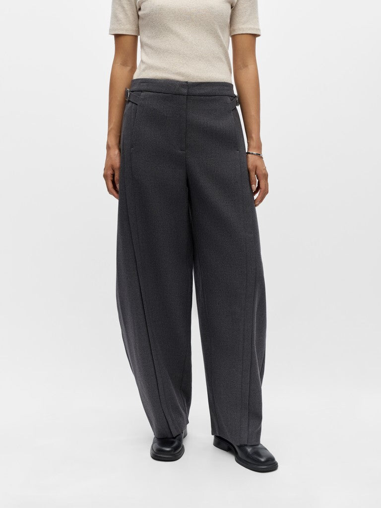 OBJECT BROEK BARREL KAVIN DARK GREY MELANGE