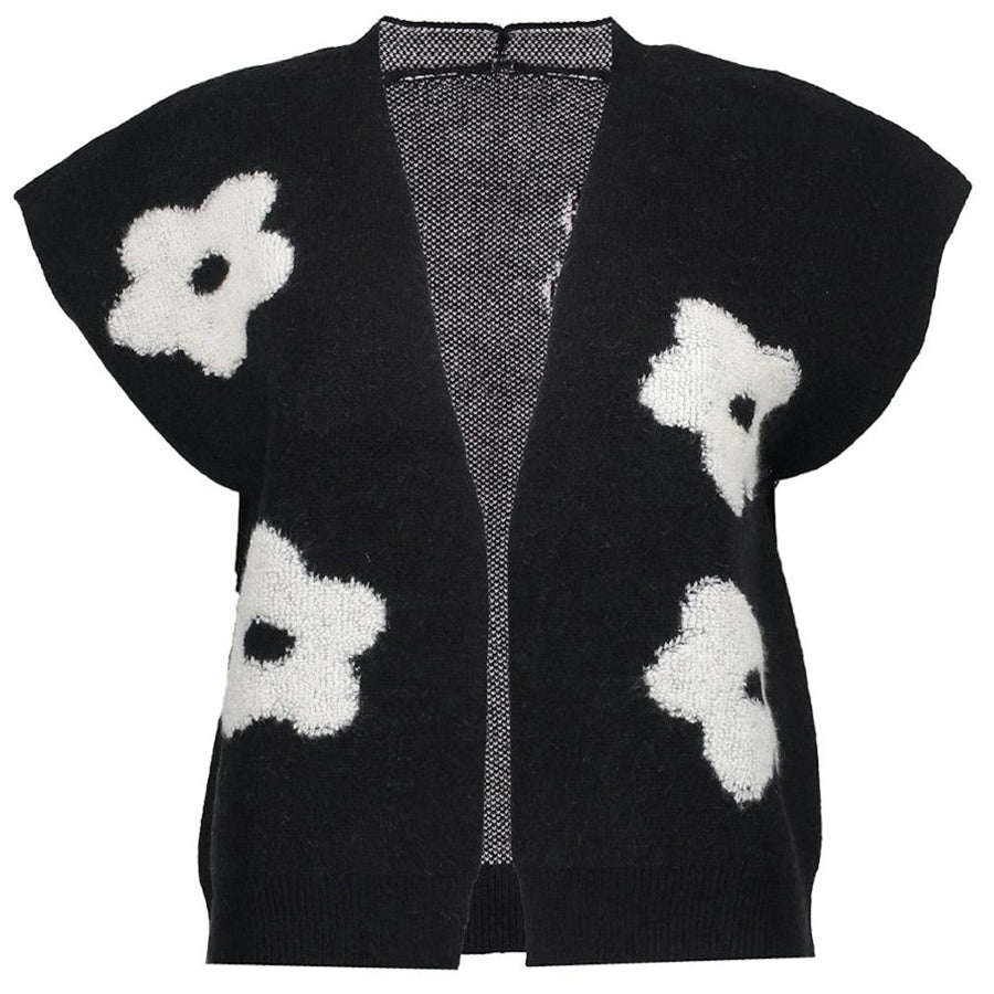 GEISHA GILET BLOEMMOTIEF BLACK/OFF-WHITE