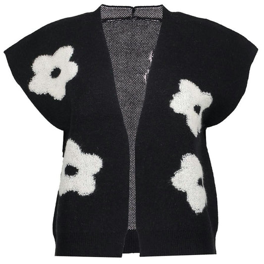 GEISHA GILET BLOEMMOTIEF BLACK/OFF-WHITE