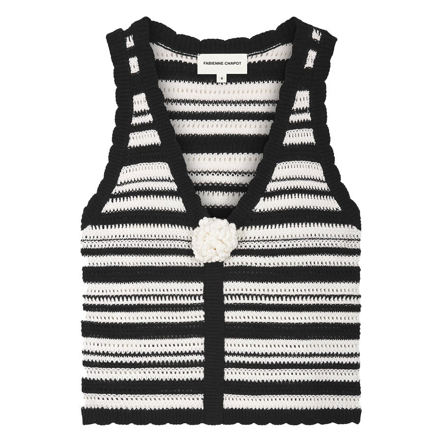 FABIENNE CHAPOT TOP PAULINA OFF-WHITE/BLACK
