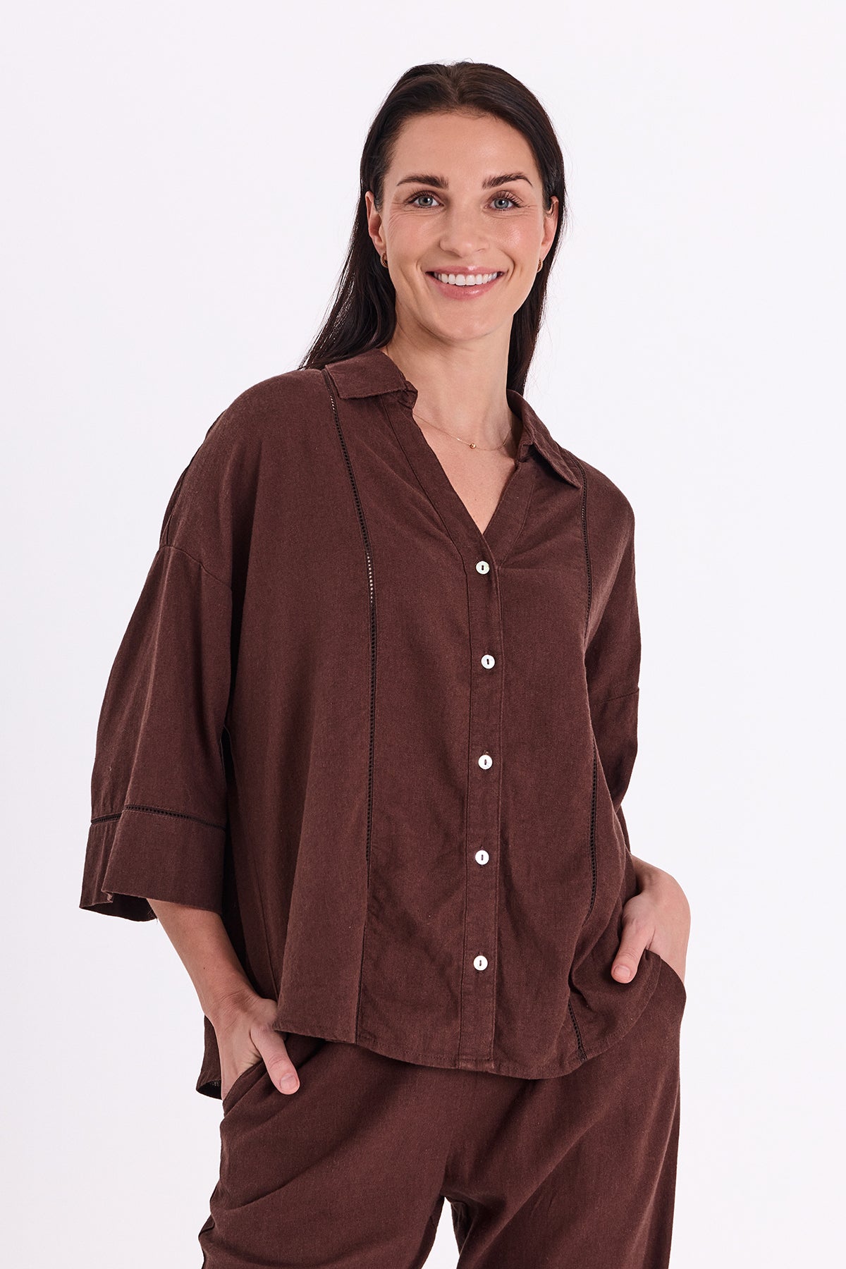FREEQUENT BLOUSE LALUNA COFFEE BEAN