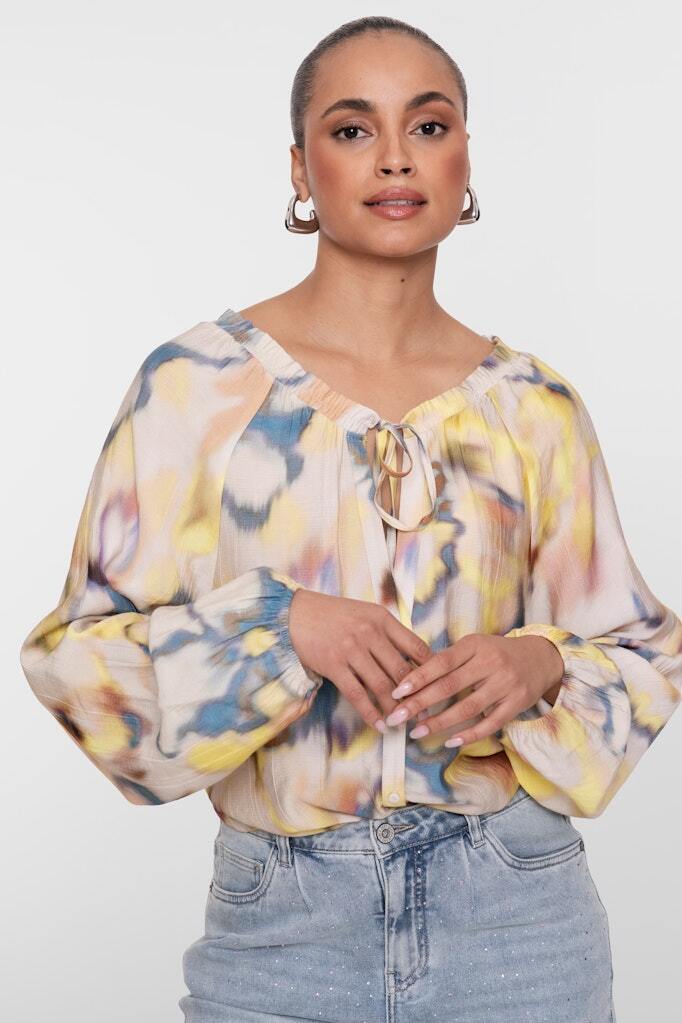 GEISHA BLOUSE CHAMBRAY ECRU/LEMON