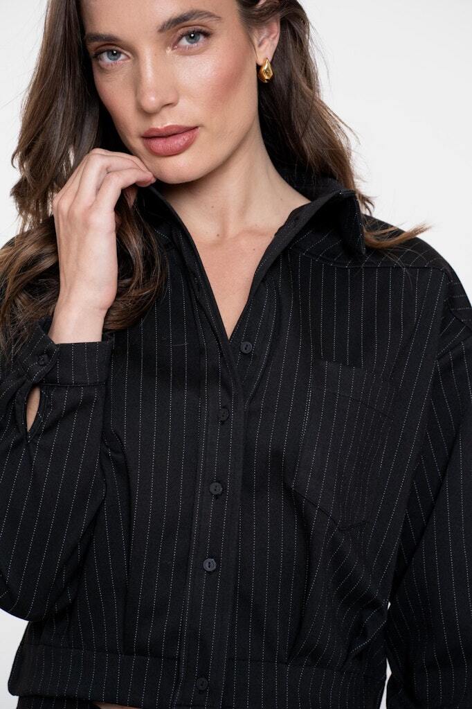 GEISHA JACKET PINSTRIPE BLACK