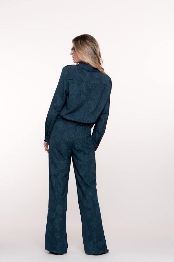 GEISHA BROEK DENIM FLOWERS BLUE