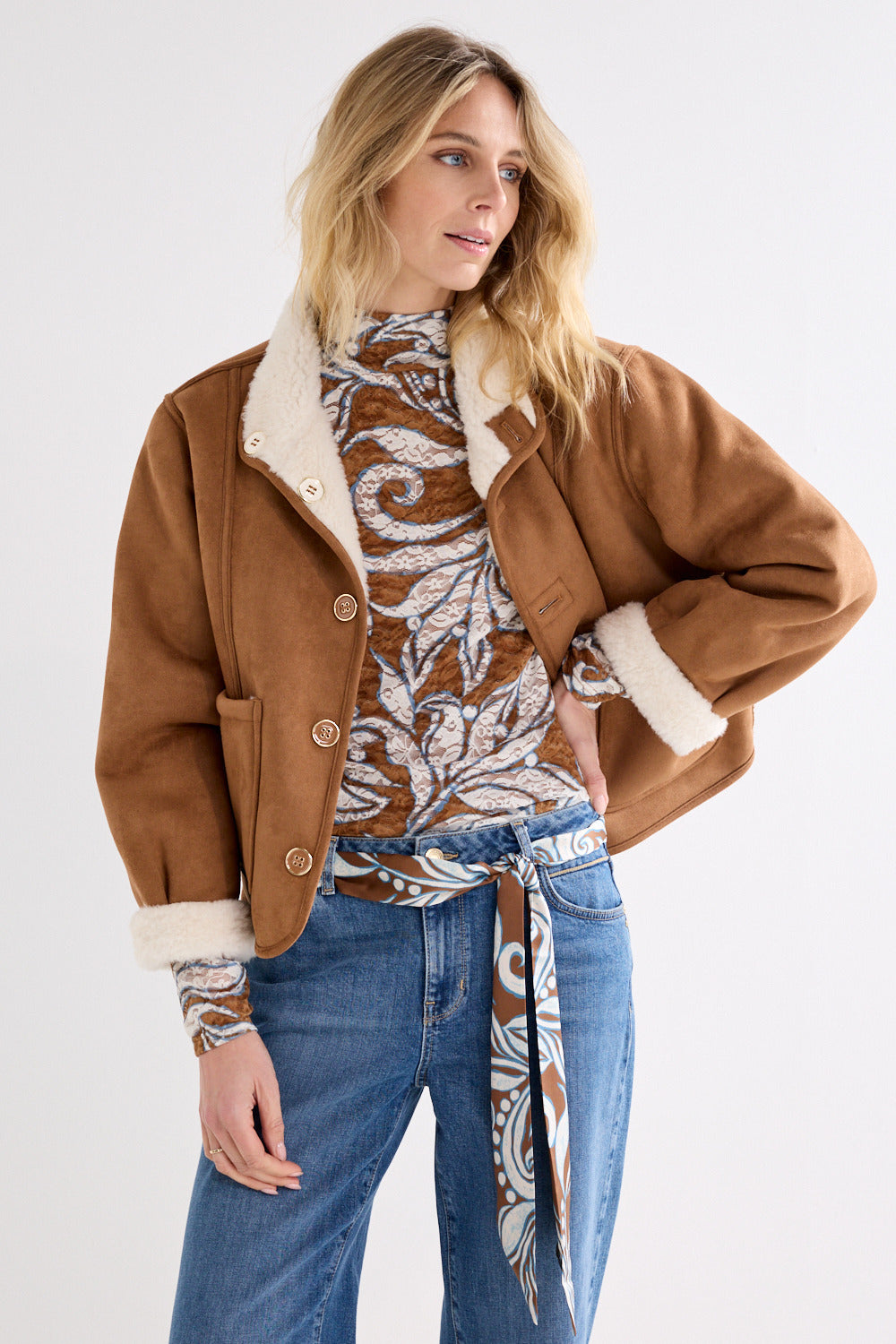 TRAMONTANA JACKET REVERSIBLE TEDDY CINNAMON
