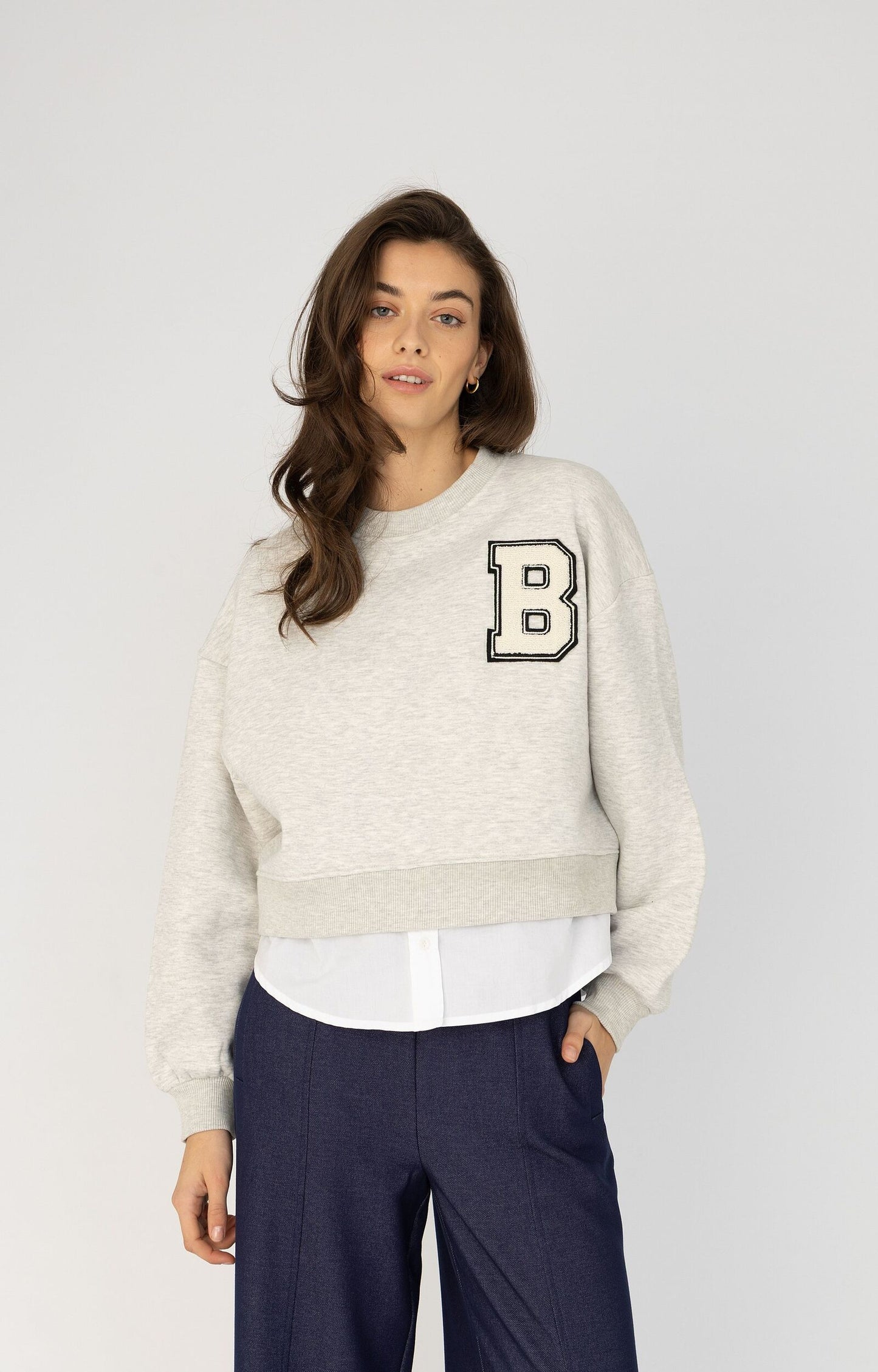 ANNA BLUE SWEATER CHESA MID GREY MELANGE