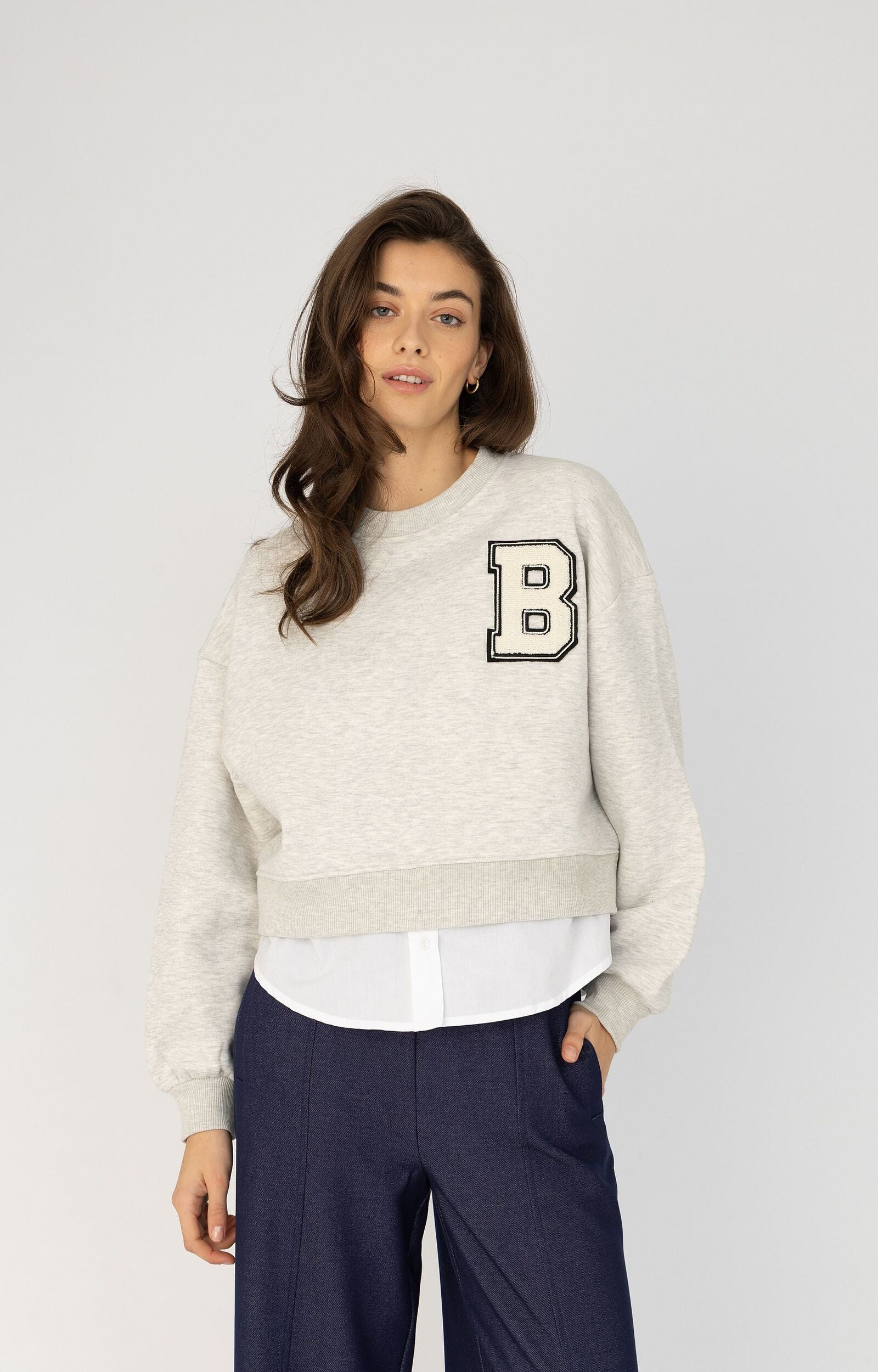 ANNA BLUE SWEATER CHESA MID GREY MELANGE