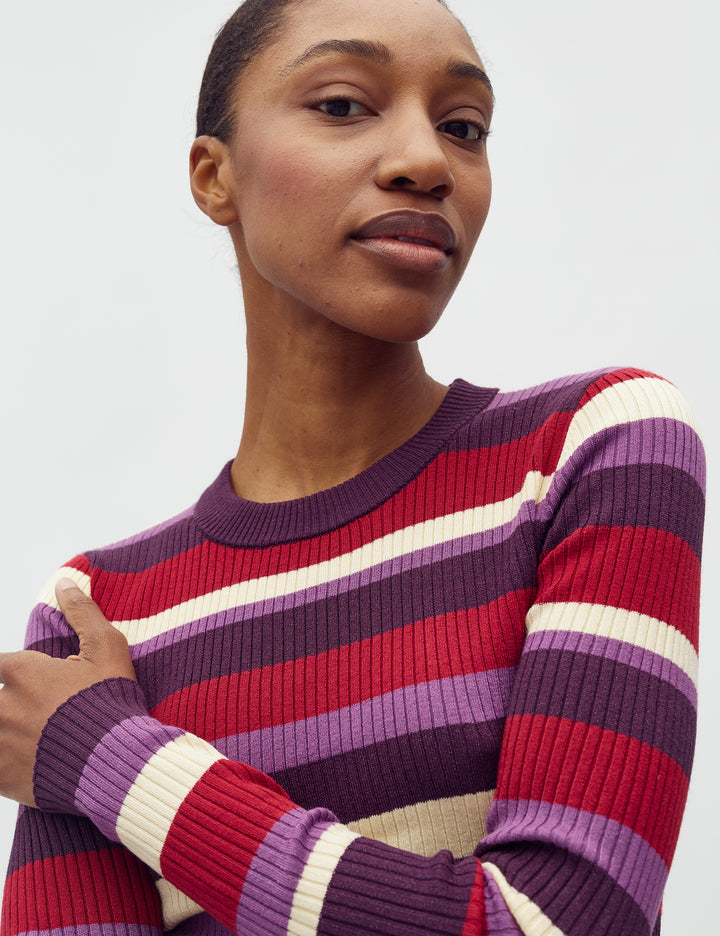 MBYM TOP MINNIE BLACKBERRY WINE STRIPE