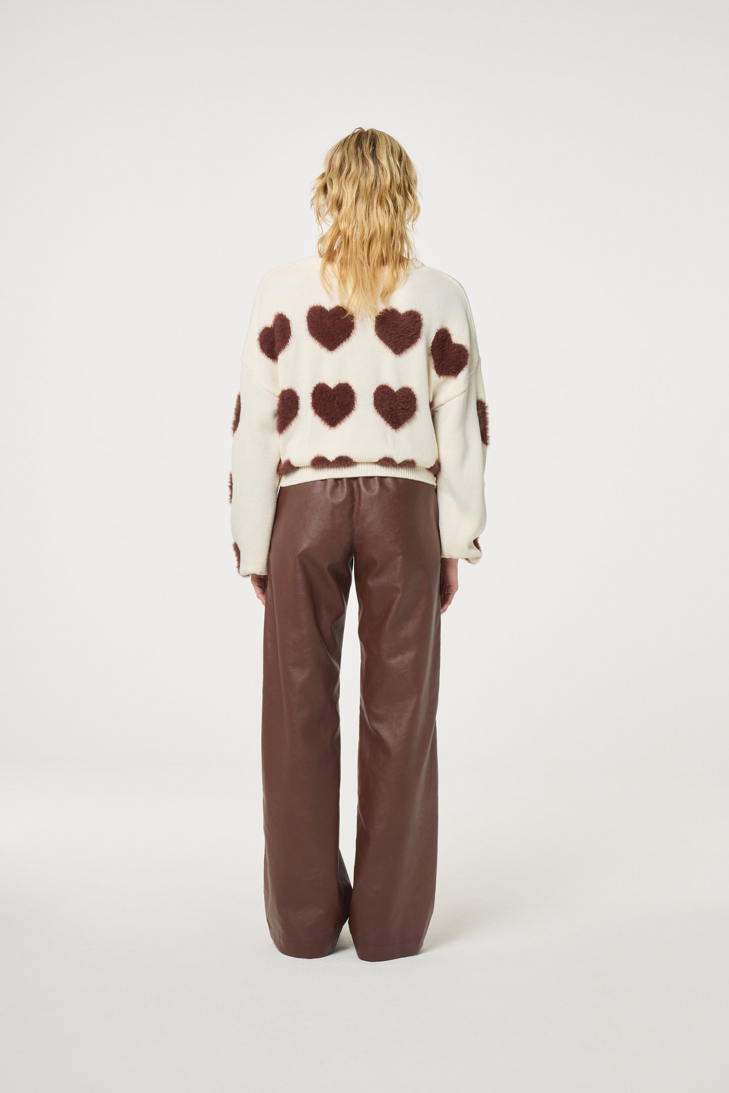 FABIENNE CHAPOT TRUI HEART COSY WHITE/MOCHA BROWN