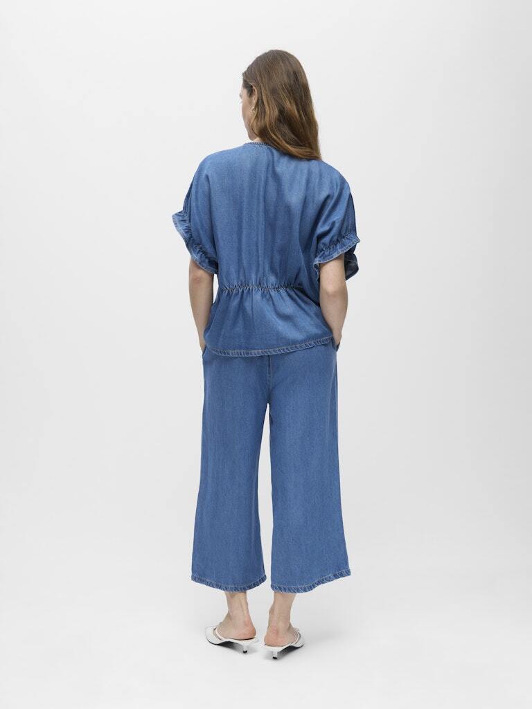 OBJECT TOP FRAME V-HALS MEDIUM BLUE DENIM