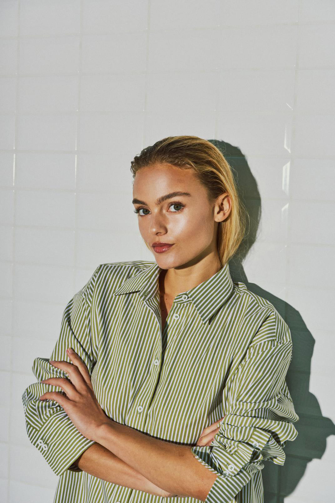 WITHBLACK BLOUSE FENJA AVOCADO/WHITE STRIPE