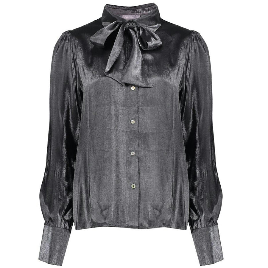 GEISHA BLOUSE GLANZEND SATIJN DARK SILVER