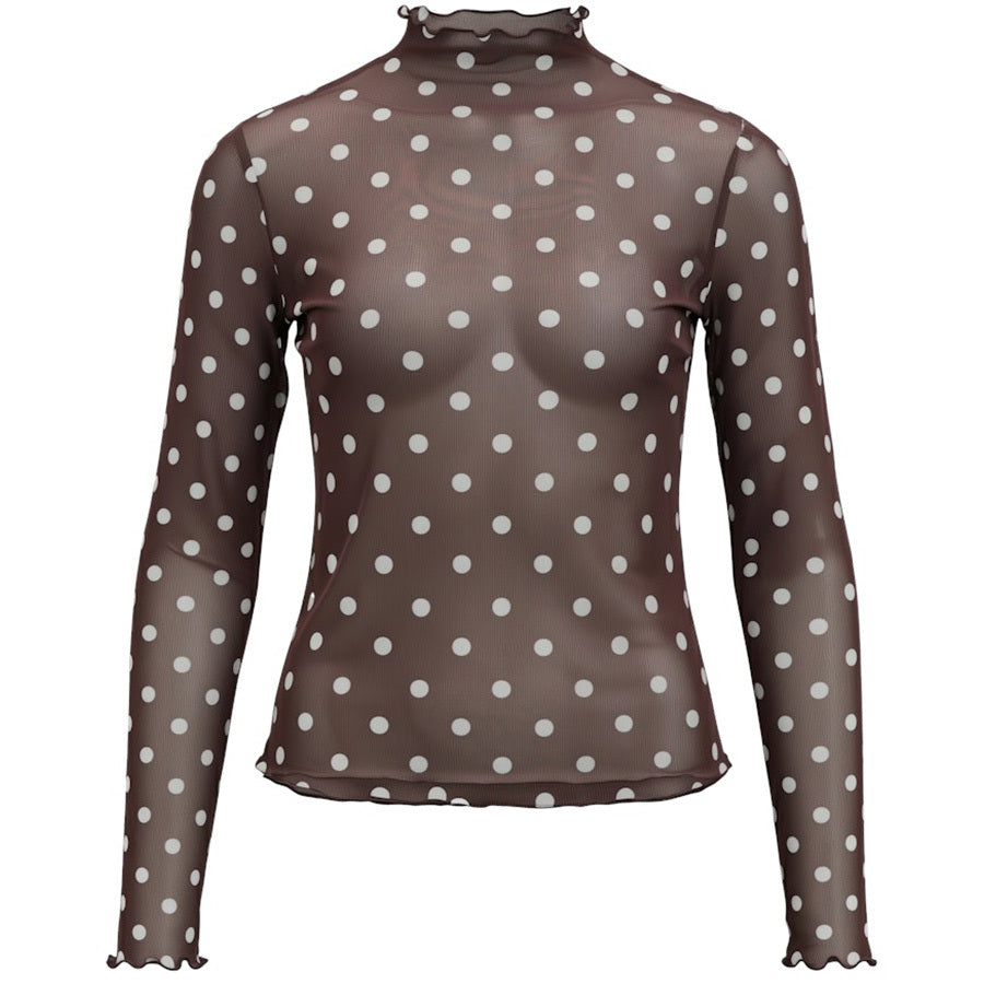 OBJECT TOP NELA SEAL BROWN/WHITE DOTS