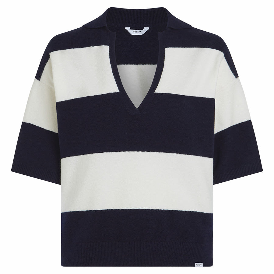 PENN&INK TRUI STRIPE NAVY/ECRU