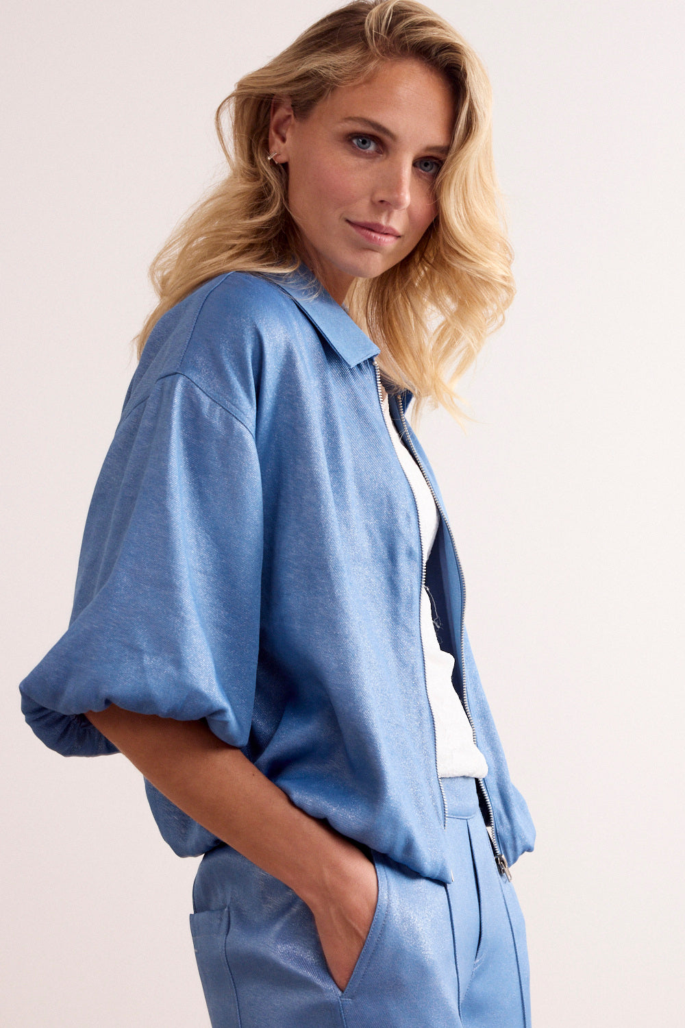 TRAMONTANA JACKET BALLOON COATED BREEZY BLUE