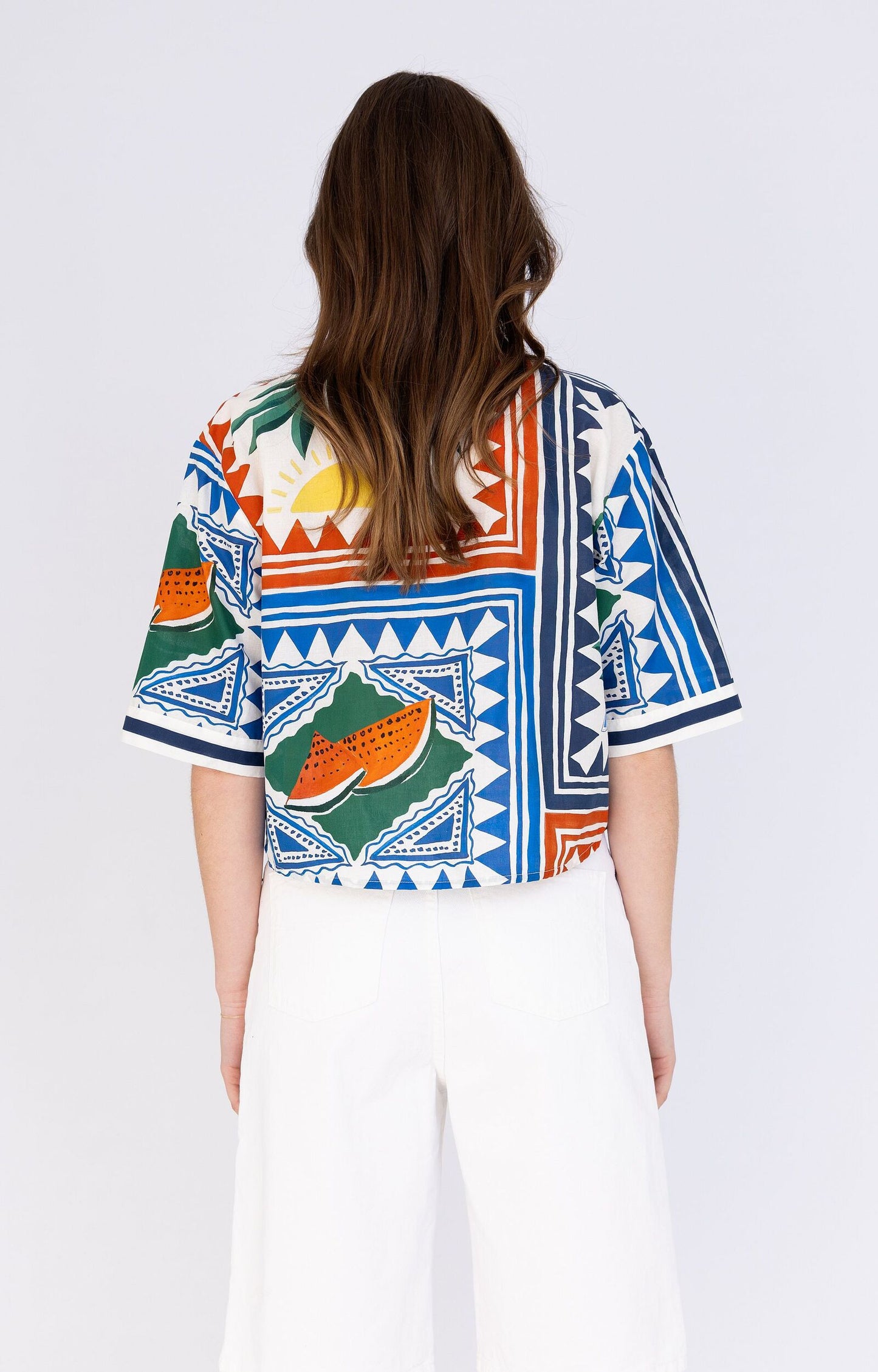 ANNA BLUE BLOUSE COCO OFF-WHITE/DESSIN