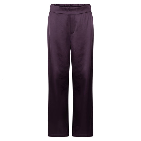 TRAMONTANA BROEK BONDED SATIN AUBERGINE NOIR