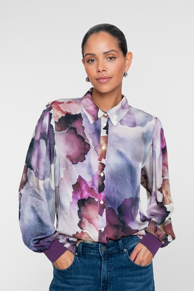 GEISHA BLOUSE ECRU/PURPLE