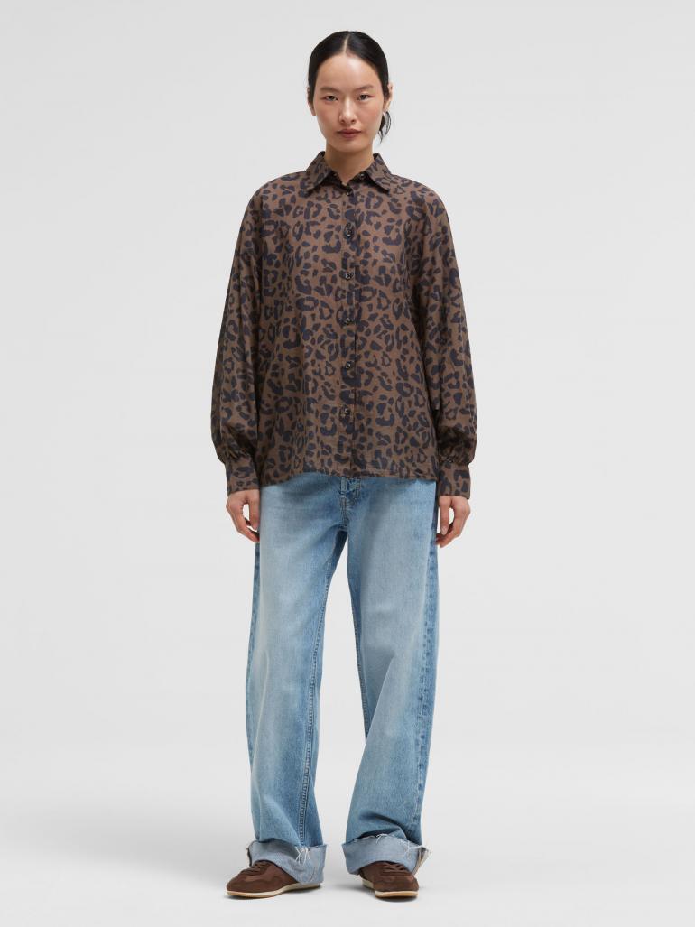 SENSES THE LABEL BLOUSE LEOPARD PRINT BROWN