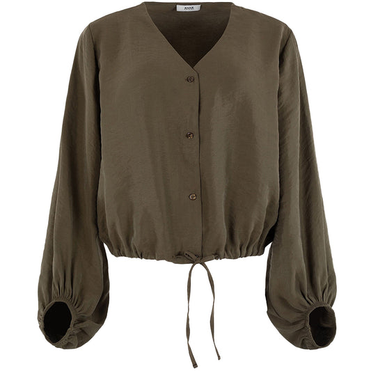 ANNA BLOUSE MET TREKKOORD KAKI