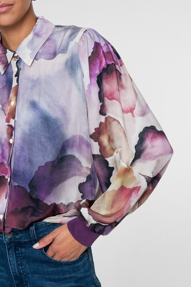 GEISHA BLOUSE ECRU/PURPLE
