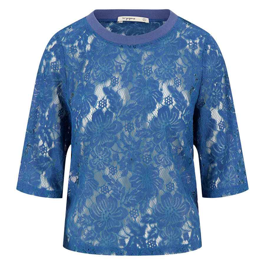 ZUSSS KANTEN TOP MET RIBBOORD OCEAN BLUE