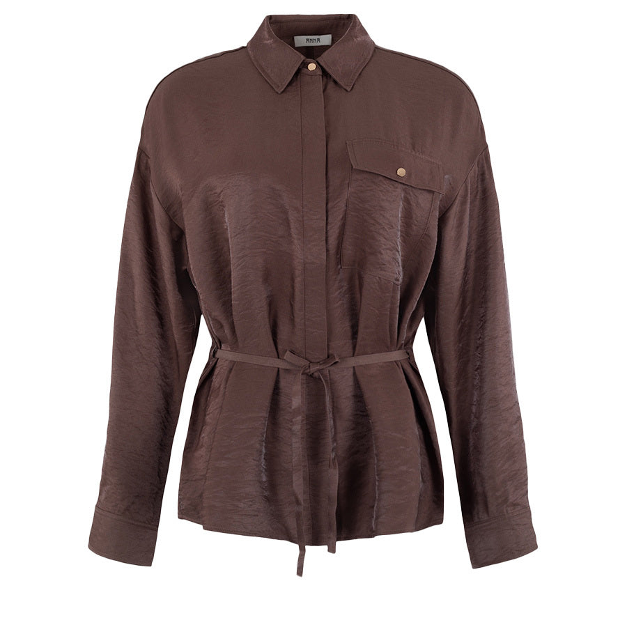 ANNA BLOUSE MET GLANS DARK BLUSH