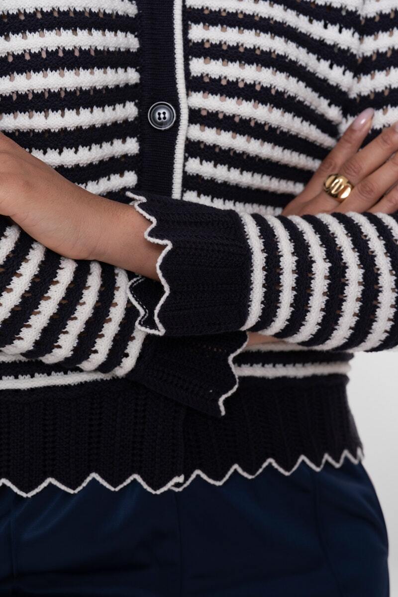 GEISHA VEST STRIPES NAVY/OFF-WHITE