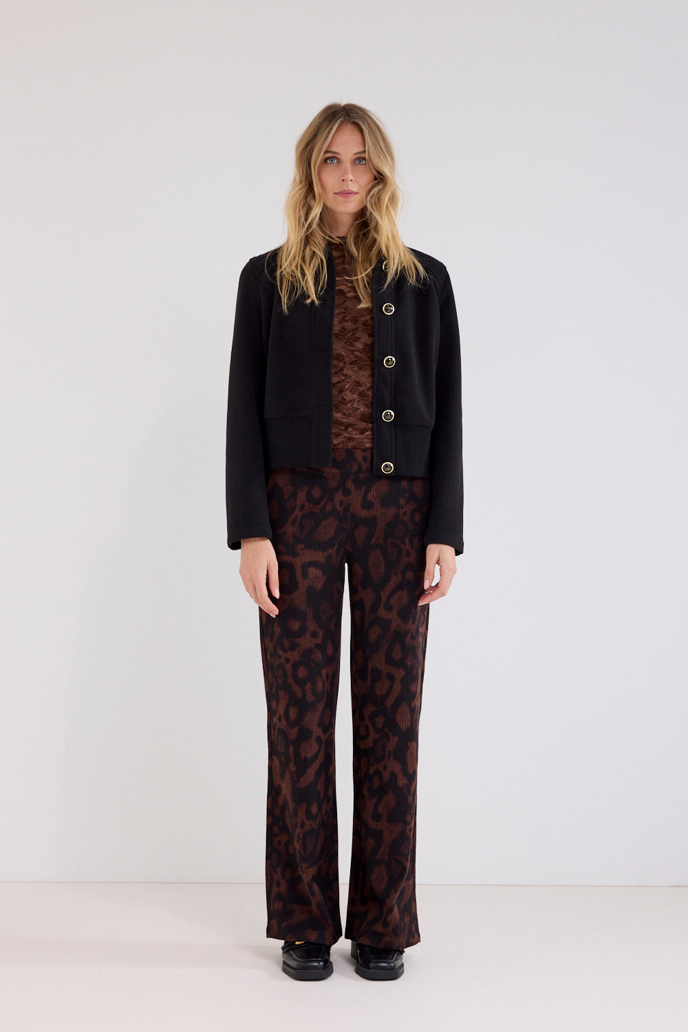 TRAMONTANA BROEK SHADOW DOTS PRINT BROWN
