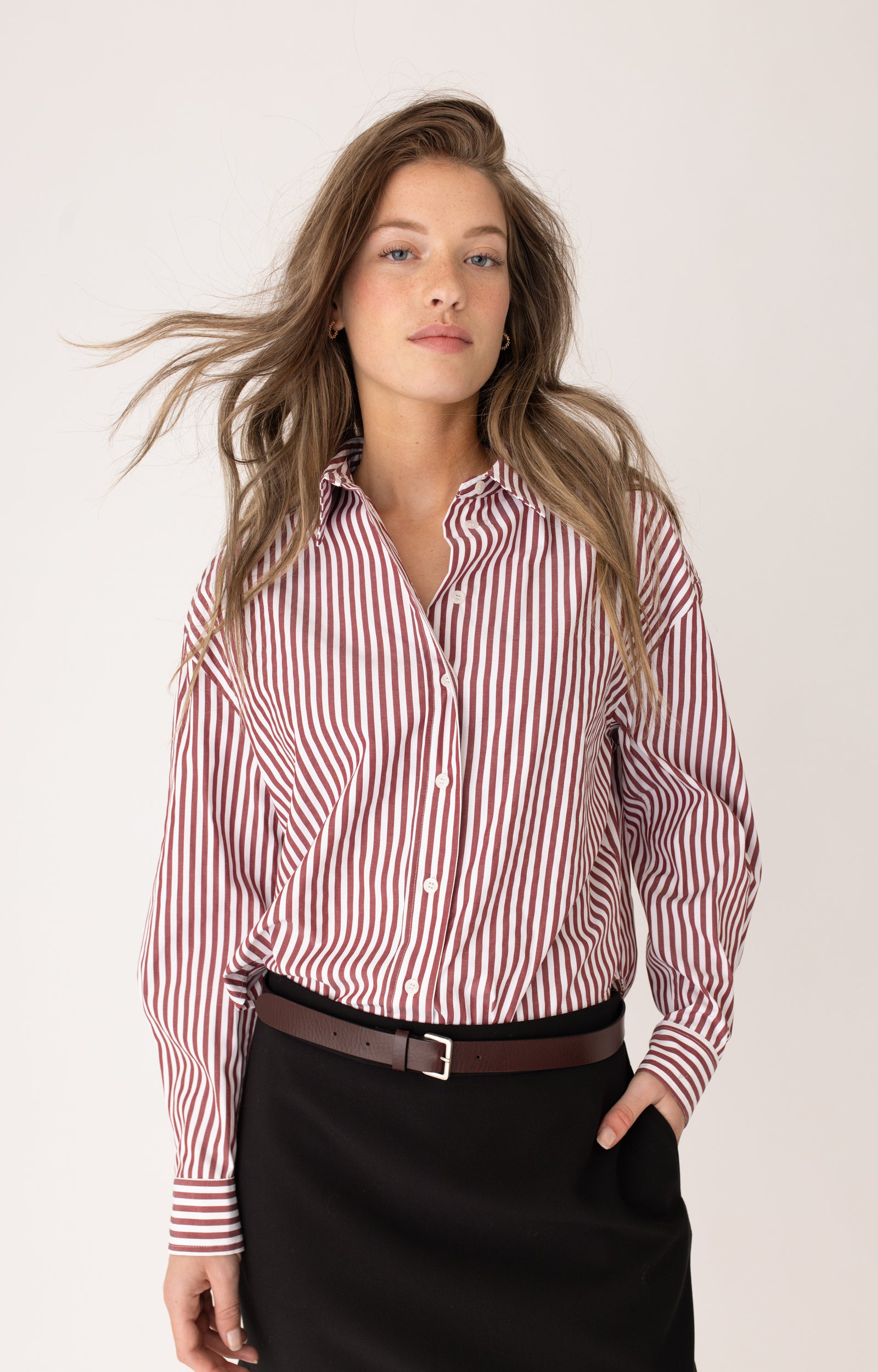 ANNA BLUE BLOUSE SAM BORDEAUX STRIPE