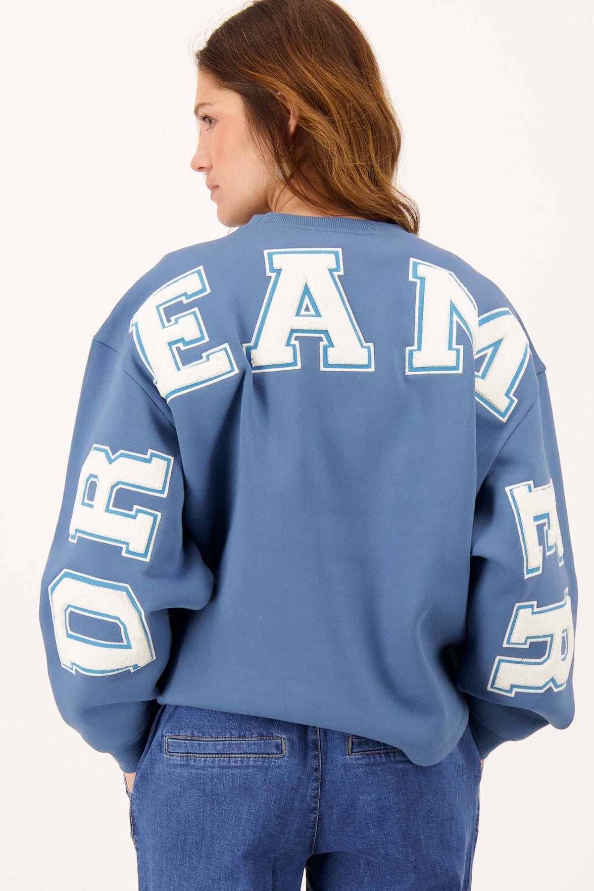 ZUSSS SWEATER MET TEKST OCEAN BLUE