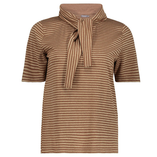 GEISHA T-SHIRT GESTREEPT MET STRIK CAMEL/SAND