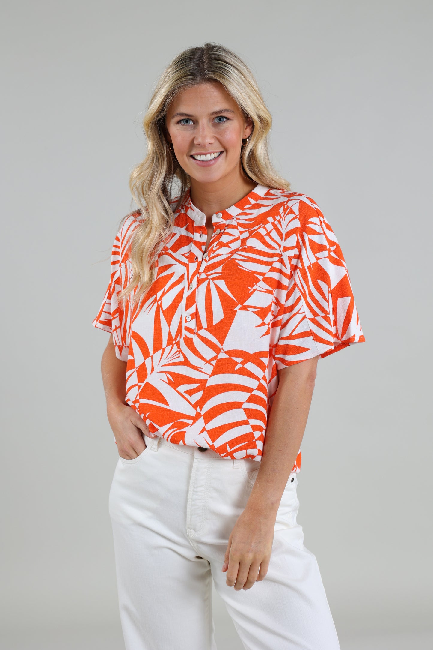 NUKUS BLOUSE ROBINE OFF-WHITE/CORAL