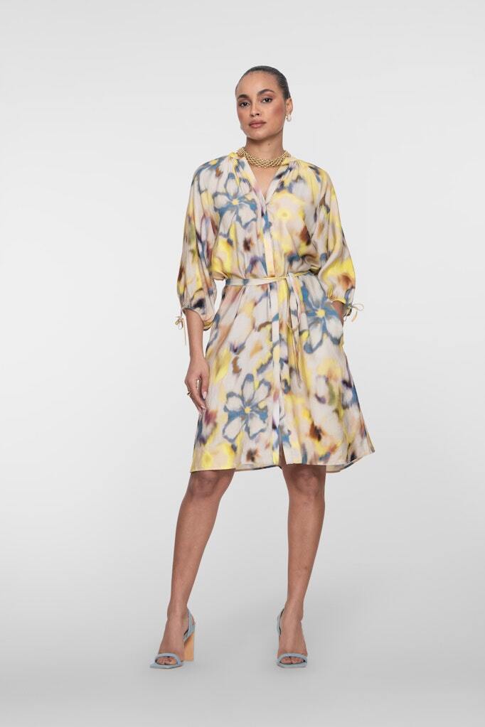GEISHA JURK CHAMBRAY ECRU/LEMON