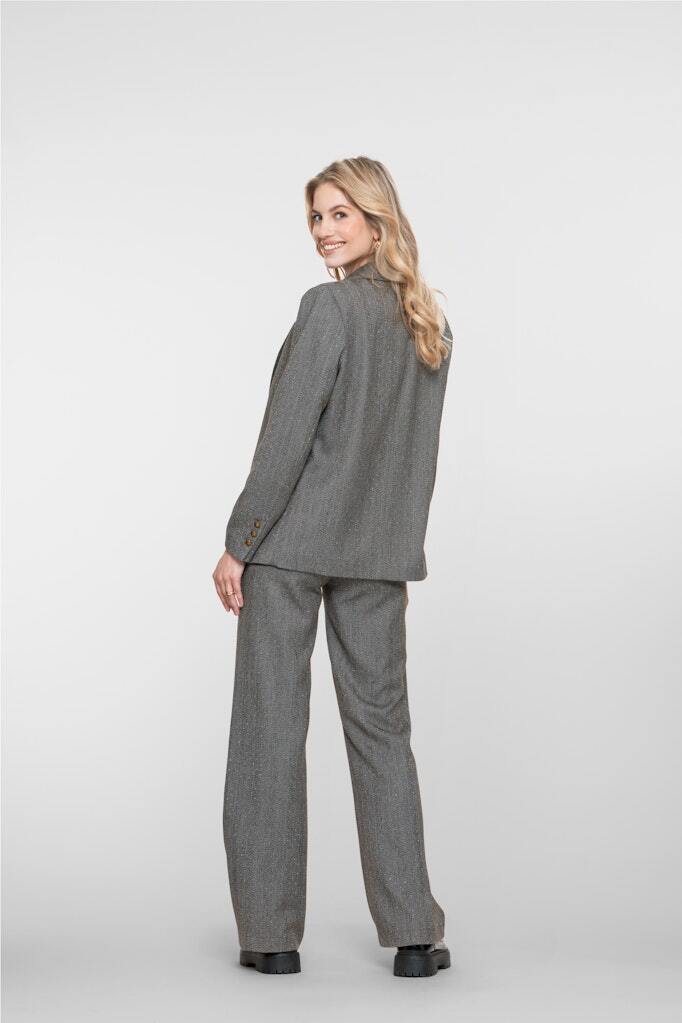 GEISHA BROEK HERRINGBONE ANTHRACITE STONES
