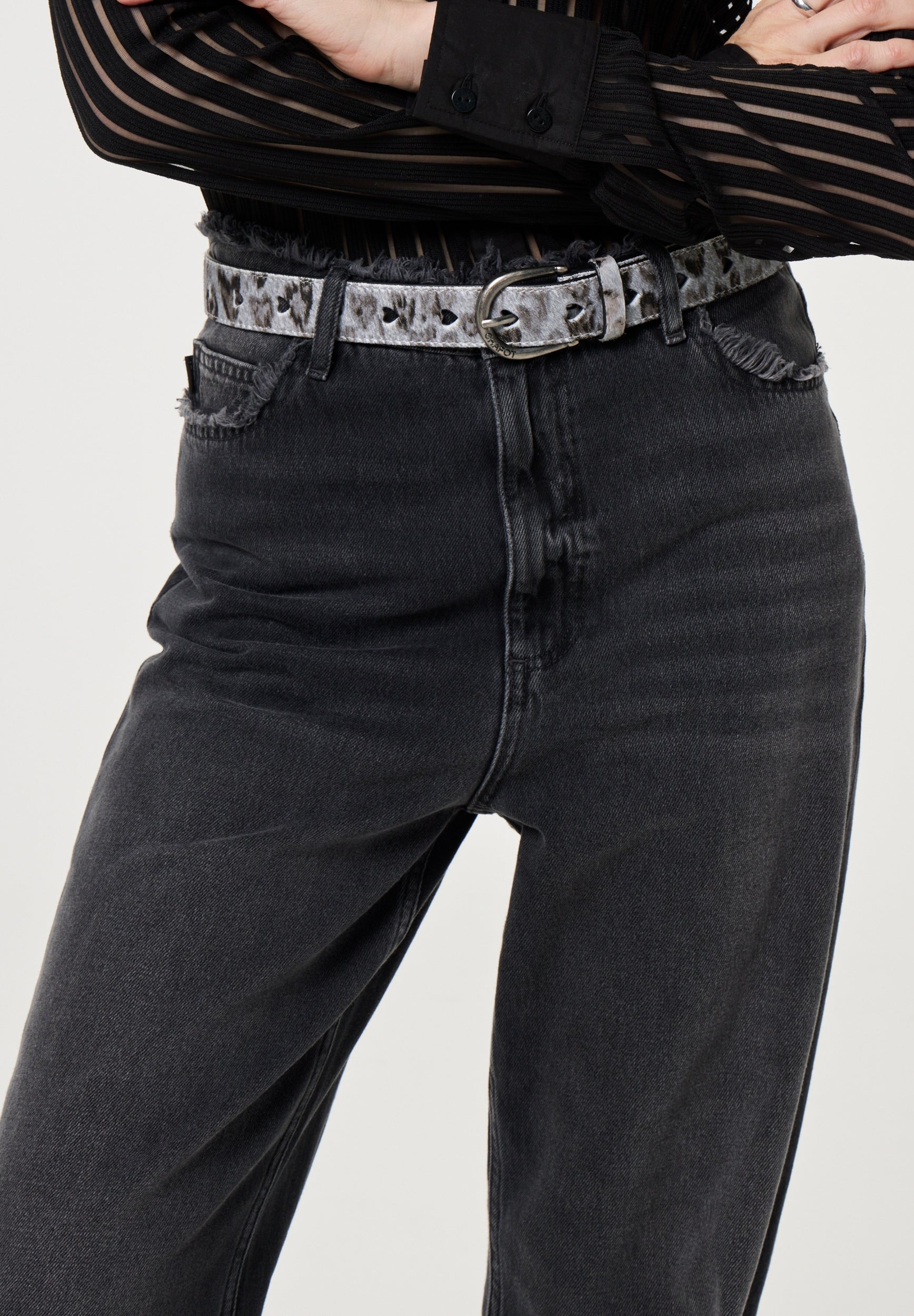 FABIENNE CHAPOT RIEM HAIRY BELT ANTRA/BLACK