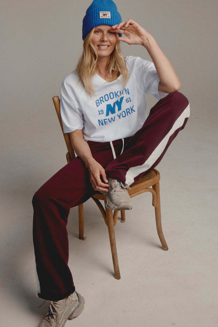 PENN&INK BROEK STRIPE AUBERGINE