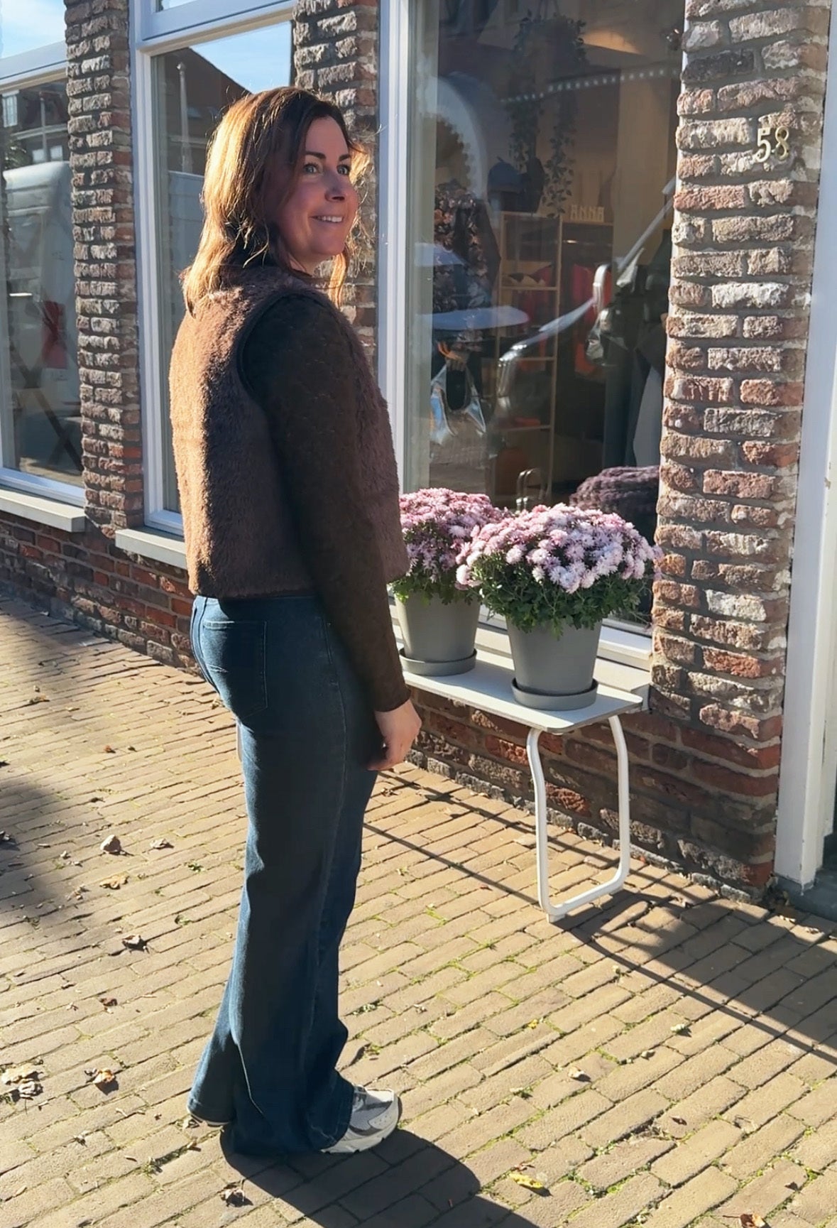 TRAMONTANA GILET FAUX FUR MID BROWN