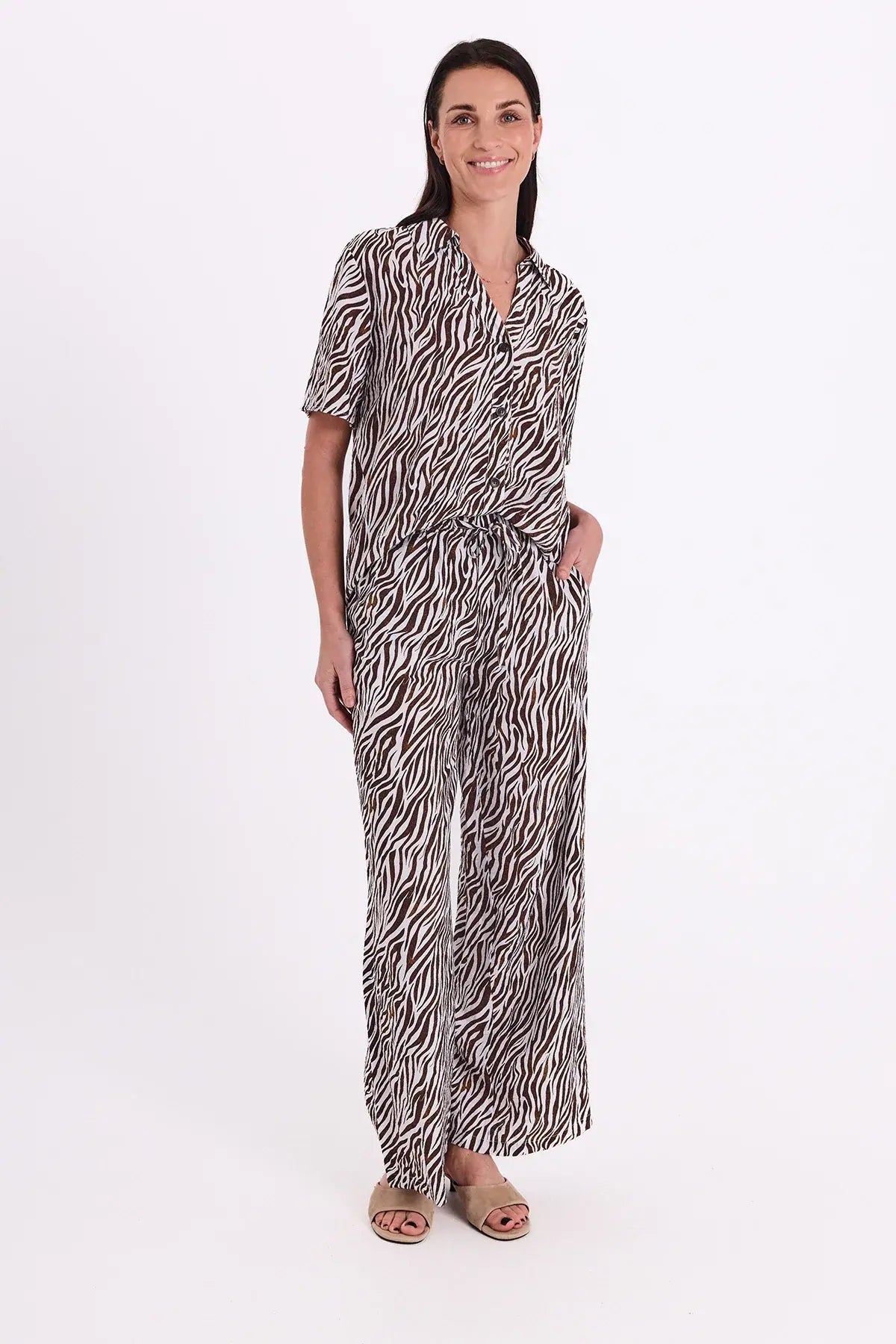 FREEQUENT BLOUSE MELE BRILLIANT WHITE/COFFEE BEAN