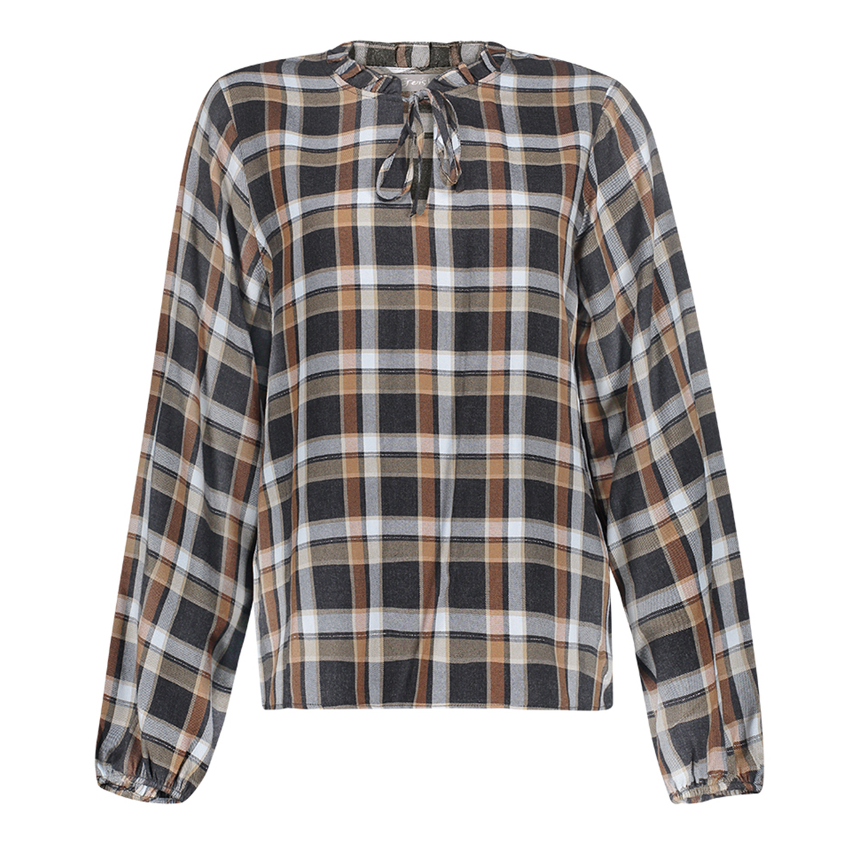 GEISHA BLOUSE RUITPRINT ANTHRACITE/CAMEL