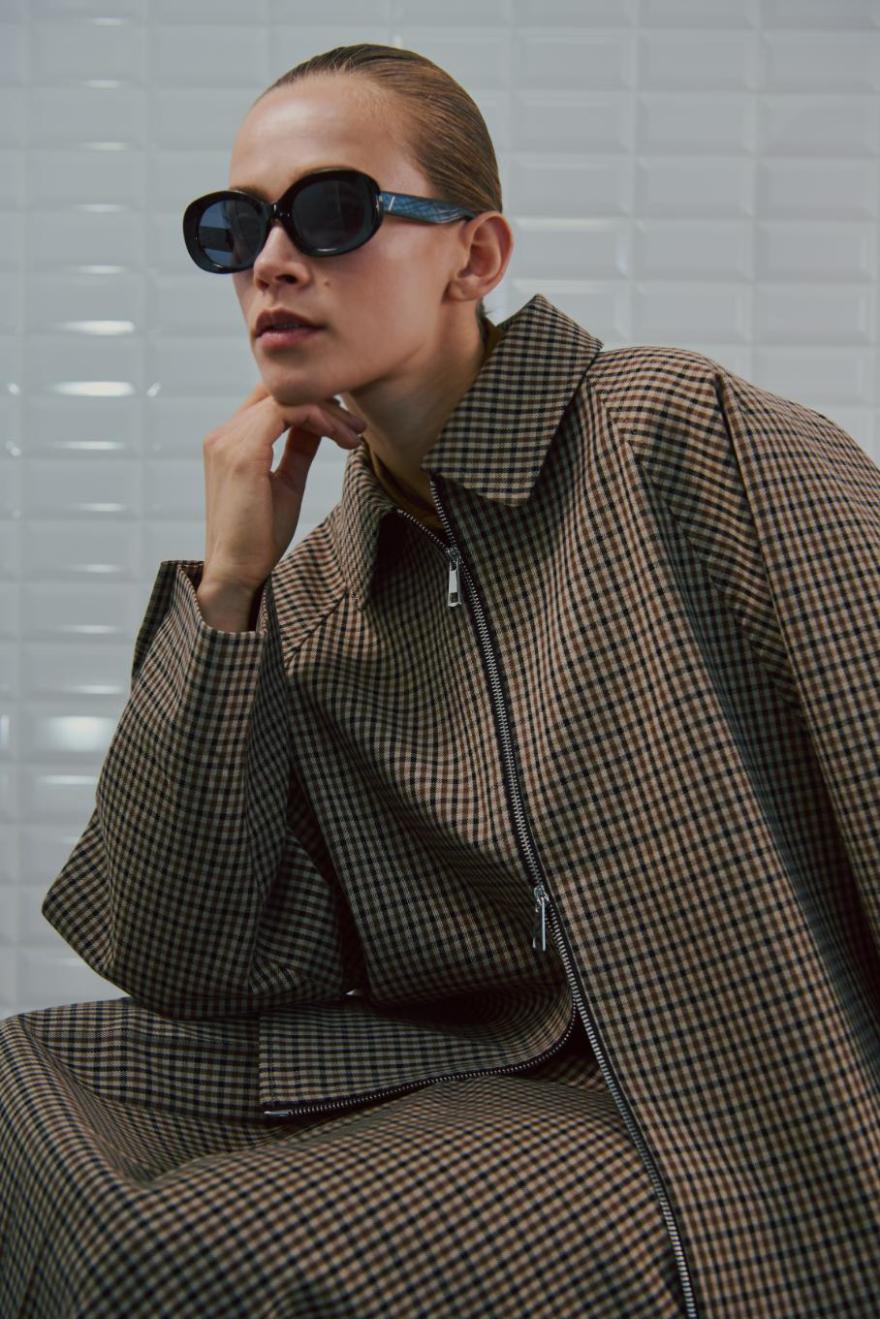 WITHBLACK JACKET JACKIE CAMEL CHECK