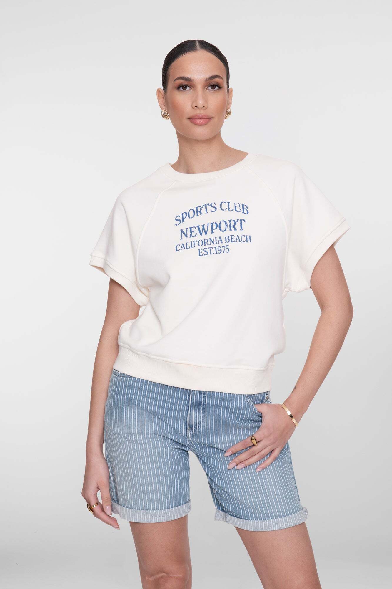 GEISHA SWEATER SPORTS CLUB OFF-WHITE/JEANS BLUE