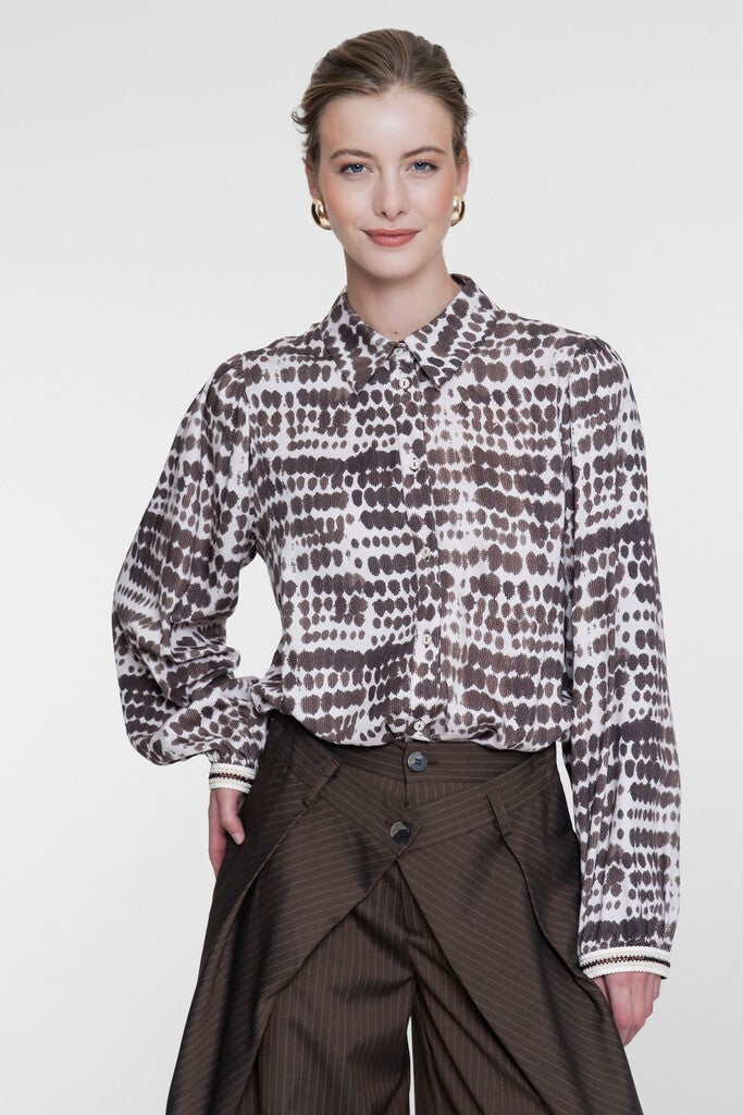 GEISHA BLOUSE BROWN/SAND
