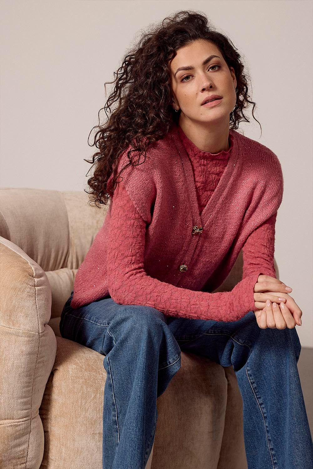 TRAMONTANA TOP BRUSHED STRETCH LACE ROSEWOOD